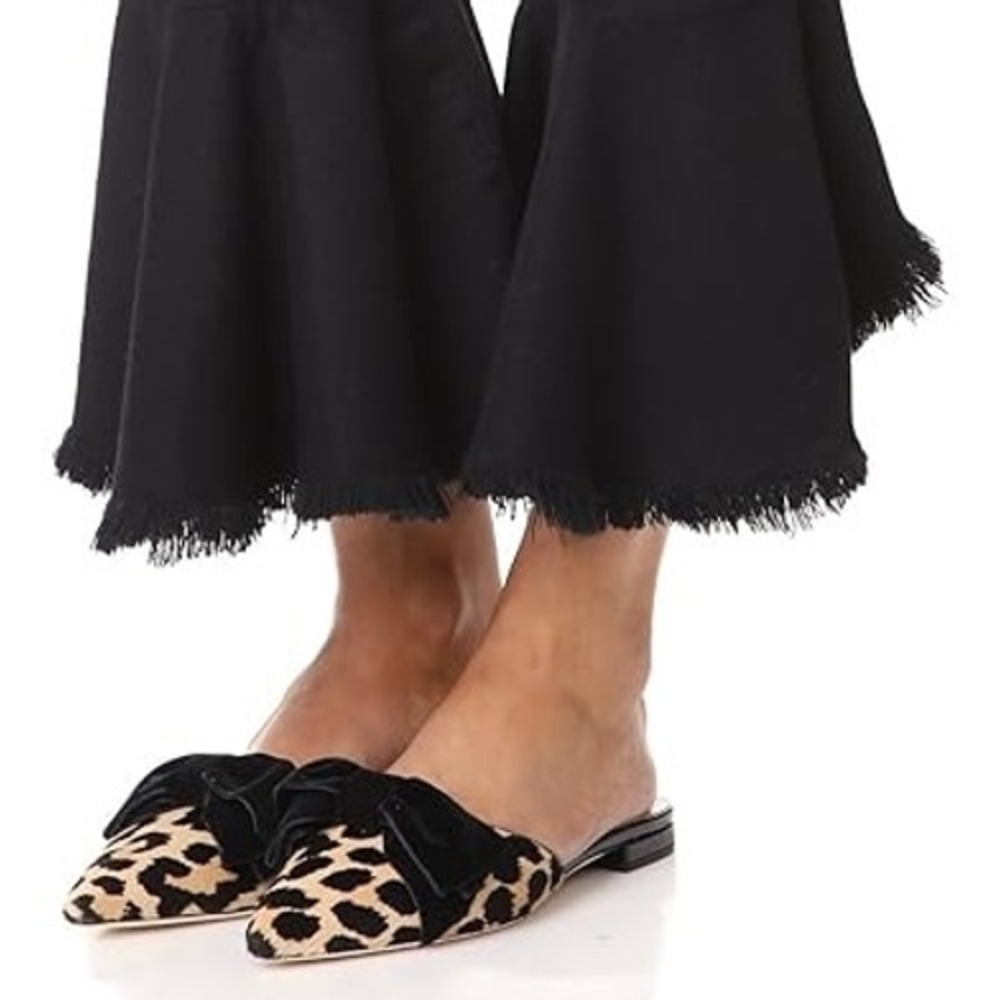 Kate‎ Spade Belgrove calf hair velvet bow slide mules Size 10 leopard point toe